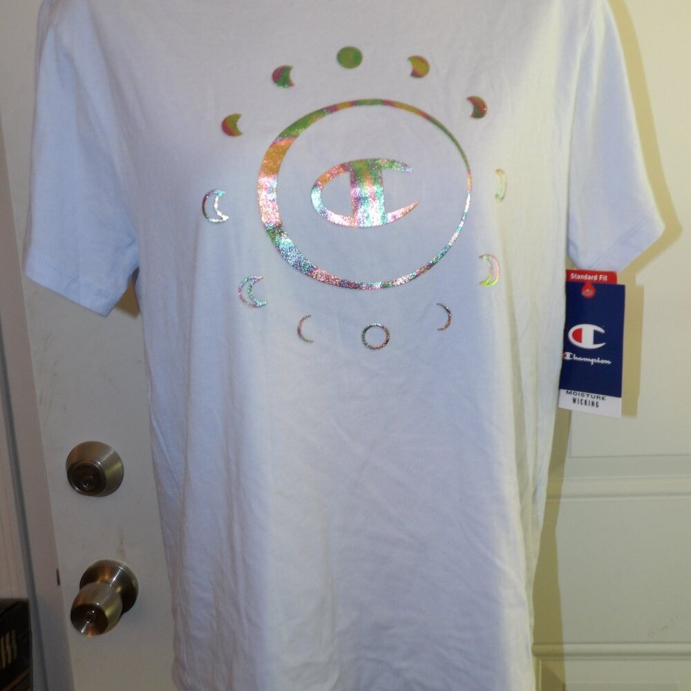 Light Blue Champion Tee Shirt Size Small - Picture 2 of 5